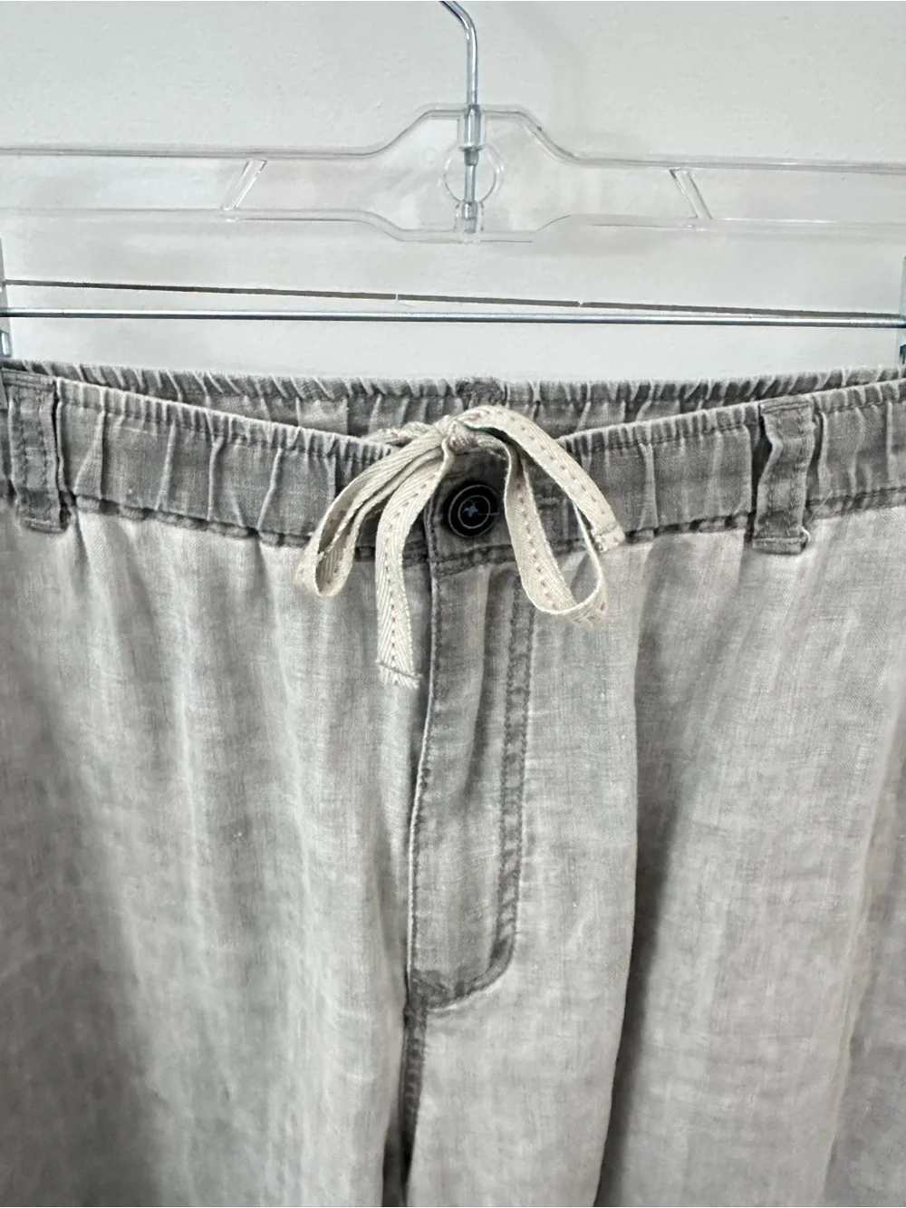 Tommy Bahama Relax XL grey 100% linen sip elastic waist loose fit coastal pant